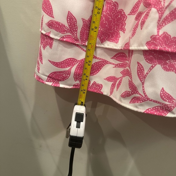 LC Lauren Conrad Short Puff Sleeve PinkFloral Mini Dress Tie Front Milkmade Sz M - Picture 4 of 9